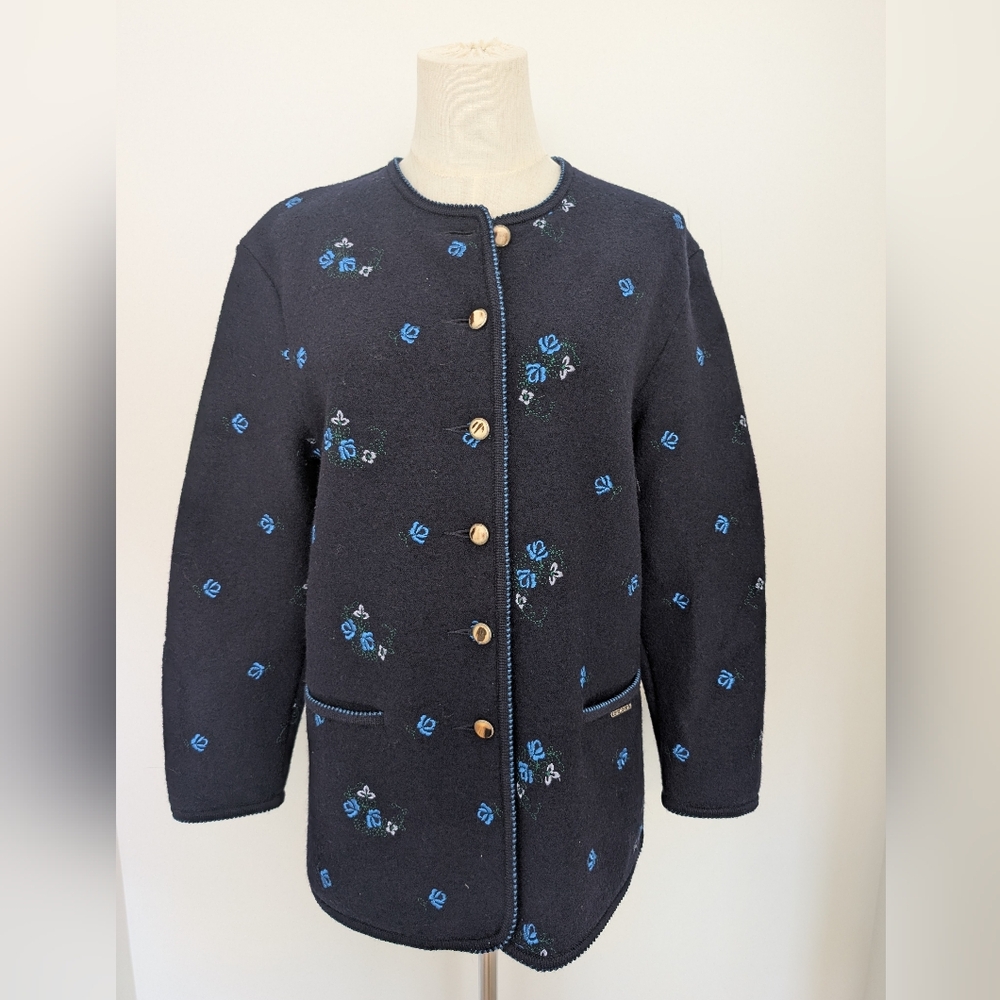 Geiger Navy Embroidered 100% Wool Jacket